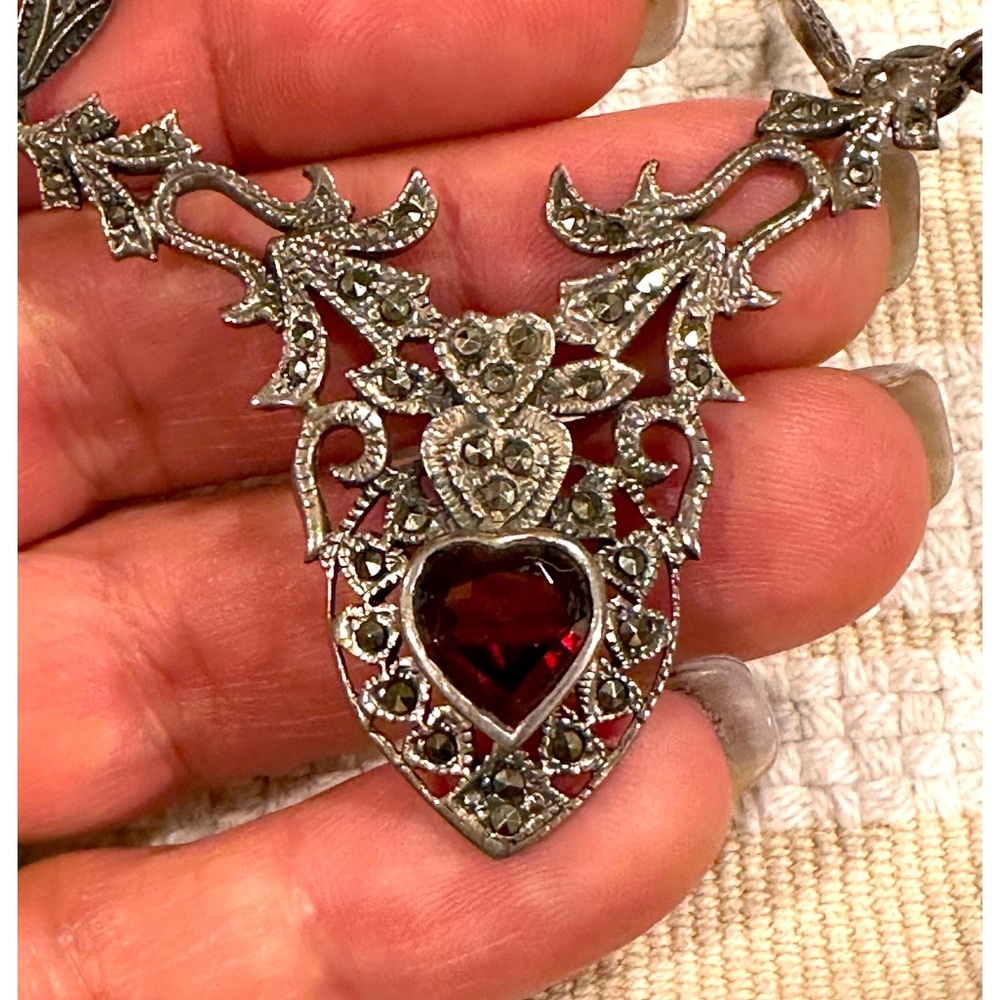 Sterling silver with garnet stone jewelry set.